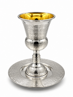 סט קידוש לשבת כוס קידוש ותחתית מכסף האחים חדד Silver dipped kiddush set for shabbat by hadad bros silverware