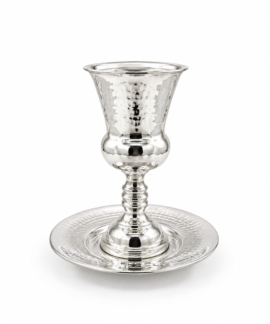 סט קידוש לשבת כוס קידוש ותחתית מכסף האחים חדד Silver dipped kiddush set for shabbat by hadad bros silverware