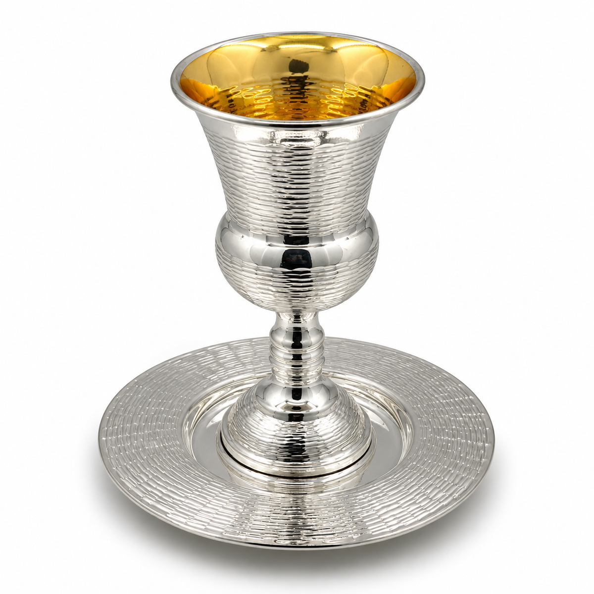 סט קידוש לשבת כוס קידוש ותחתית מכסף האחים חדד Silver dipped kiddush set for shabbat by hadad bros silverware