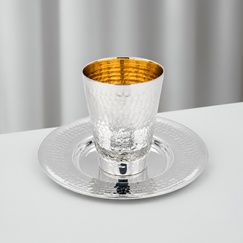Blaze Hammered Pattern Kiddush Set