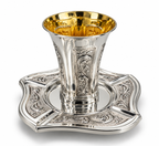 סט קידוש לשבת כוס קידוש ותחתית מכסף האחים חדד Silver 925 kiddush set for shabbat by hadad bros silverware